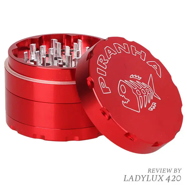 Piranha Retro 2.5" Red Aluminium Grinder – 4 Piece with fast shipping Australia-wide