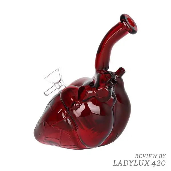 Pulsar Be Still My Heart glass water pipe with heart design and durable borosilicate glass - right