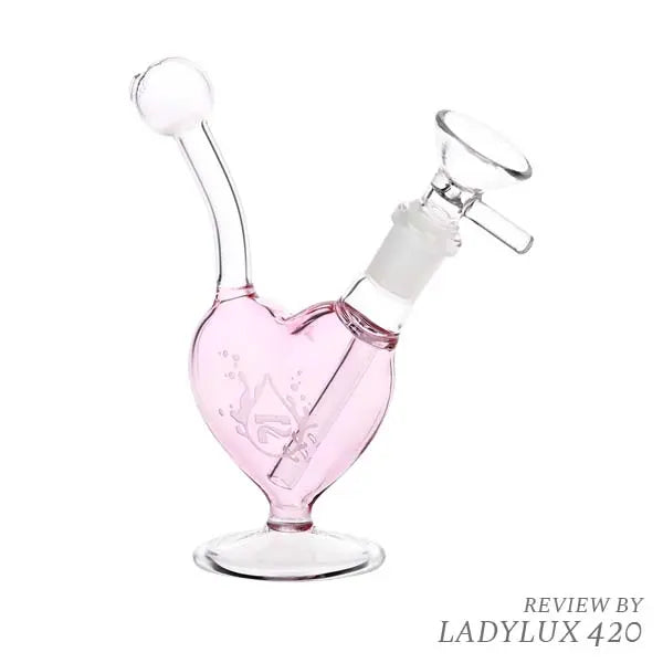 Pulsar Big Heart Glass Water Pipe with bold heart design and sturdy base for smooth hits - right