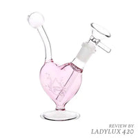 Pulsar Big Heart Glass Water Pipe with bold heart design and sturdy base for smooth hits - right