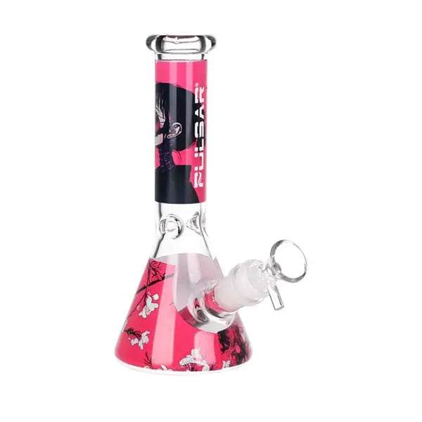 Pulsar Sakura Skulls 7.75in Beaker Water Pipe Kit – Stylish & Compact Smoker’s Set - bong