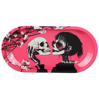 Pulsar Sakura Skulls 7.75in Beaker Water Pipe Kit – Stylish & Compact Smoker’s Set - rolling tray