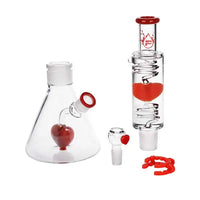 Pulsar Love Heart Beat Stackable Glycerin Beaker Bong – pink glass bong with ice catcher - parts