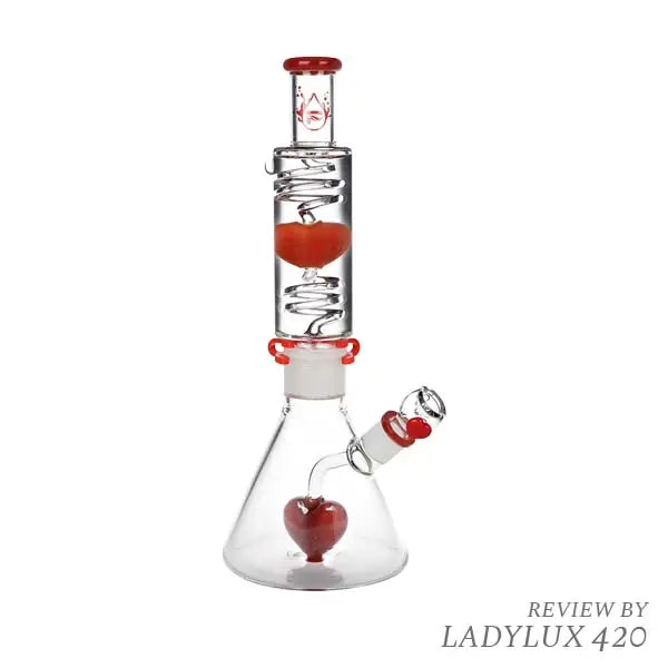 Pulsar Love Heart Beat Stackable Glycerin Beaker Bong – pink glass bong with ice catcher 