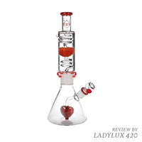 Pulsar Love Heart Beat Stackable Glycerin Beaker Bong – pink glass bong with ice catcher 