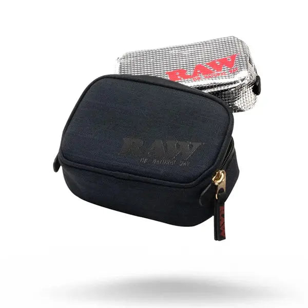 RAW Enhanced 5-Layer Black Smell Proof Smokers Pouch V2 with Foil Insert Bag - small half ounce