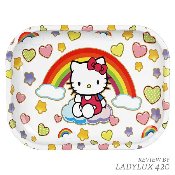 Rainbow Hello Kitty Mini Metal Rolling Tray – cute compact rolling tray with rainbow design