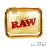 Raw Ethereal Large Metallic Rolling Tray – sleek, durable design, perfect for prepping