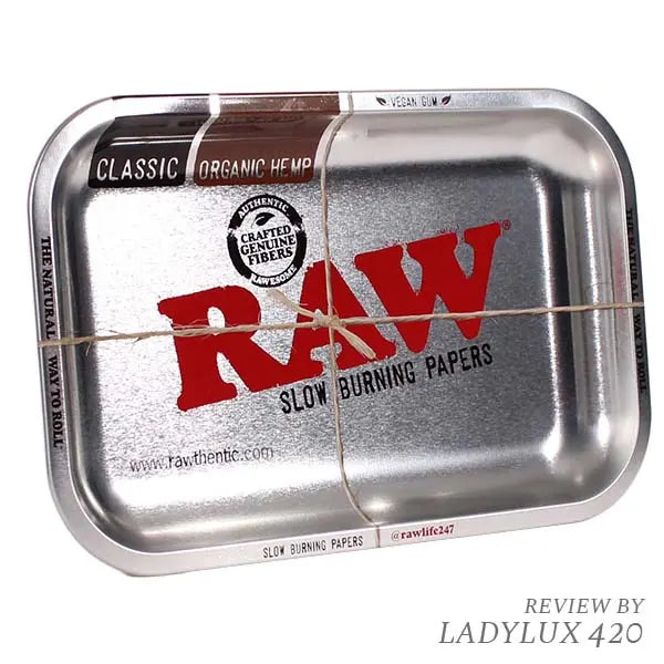 RAW Large Metallic Rolling Tray – premium metal tray for herbs, papers, and tools - silver