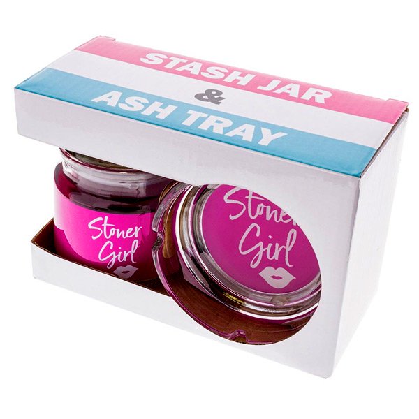 SMOKEA “Stoner Girl” Stash Jar and Ashtray Set – Pink copy