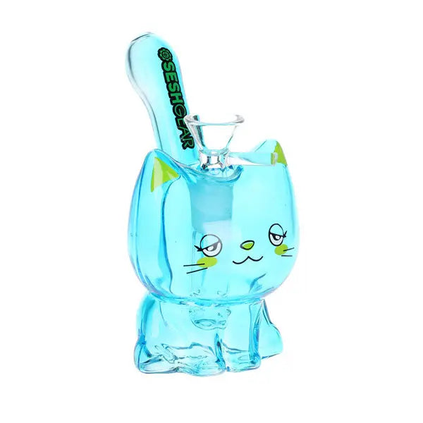 SeshGear Kitty Cat 5.5" Glass Water Pipe – Fast Shipping Australia-Wide - blue