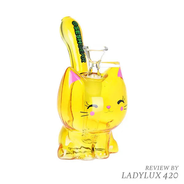 SeshGear Kitty Cat 5.5" Glass Water Pipe – Fast Shipping Australia-Wide - yellow