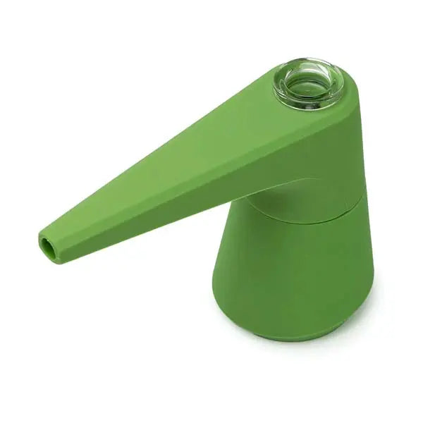 SoftGlass Pier 4" silicone and glass bubbler with cartridge adapter for smooth hits - pistachio - left