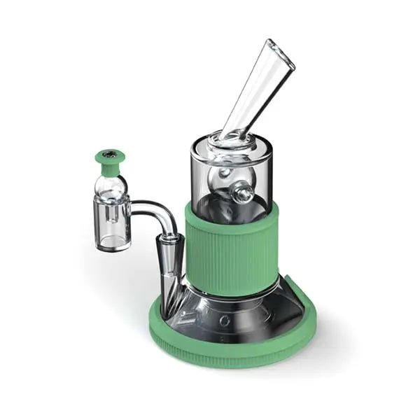 Softglass pistachio borosilicate glass tandem ball perc dab rig kit - top