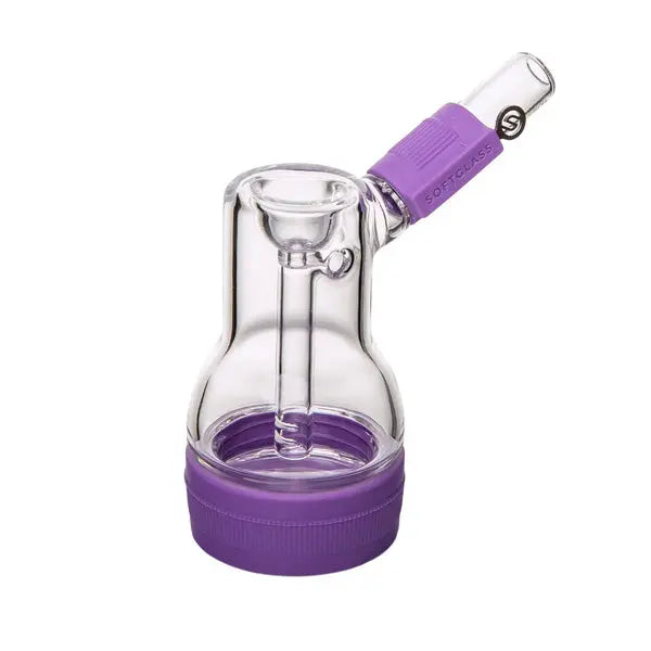 Softglass amethyst bubbler, borosilicate glass with silicone core, durable smoking pipe - right