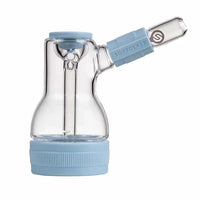 Softglass cerulian bubbler, borosilicate glass with silicone core, durable smoking pipe - side