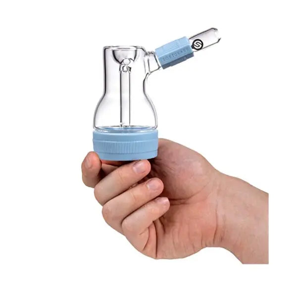 Softglass cerulian bubbler, borosilicate glass with silicone core, durable smoking pipe - size