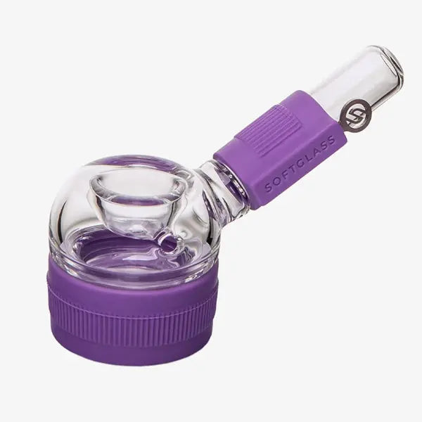 Softglass Core Series borosilicate glass and silicone hand pipe for smooth smoking - amethyst