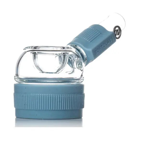 Softglass Core Series borosilicate glass and silicone hand pipe for smooth smoking - cerulean