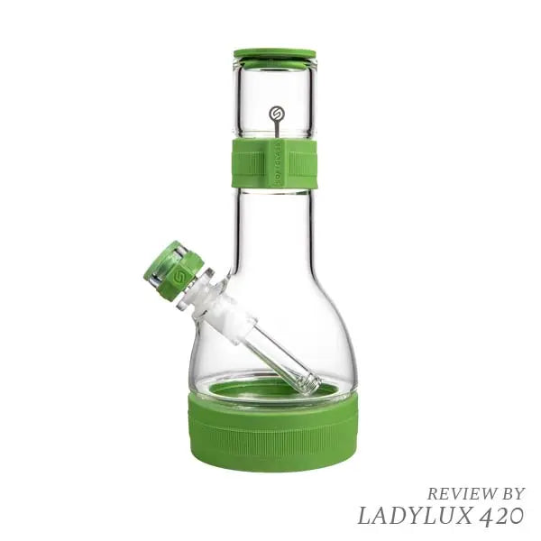 Softglass Core Series pistachio water pipe, borosilicate glass silicone hybrid bong - left