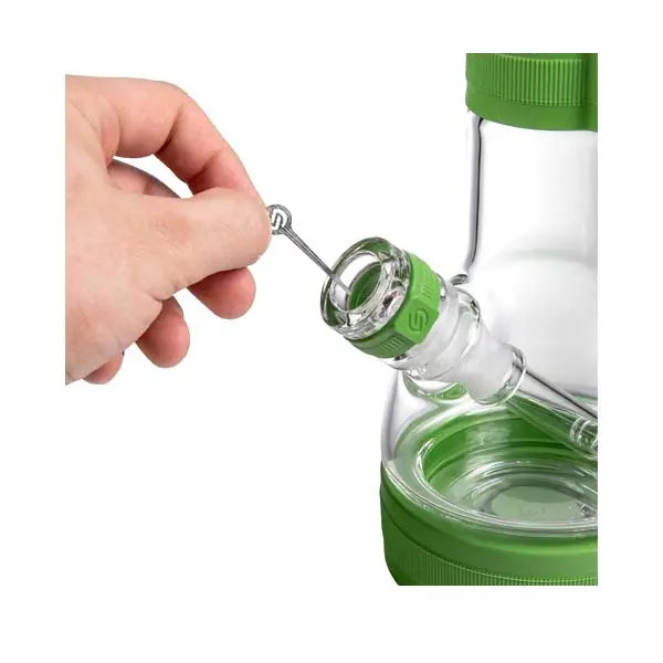 Softglass Core Series pistachio water pipe, borosilicate glass silicone hybrid bong - pinhole