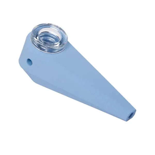 Softglass "Token" hand pipe made of durable silicone and glass, sleek and compact design. Cerulean 
