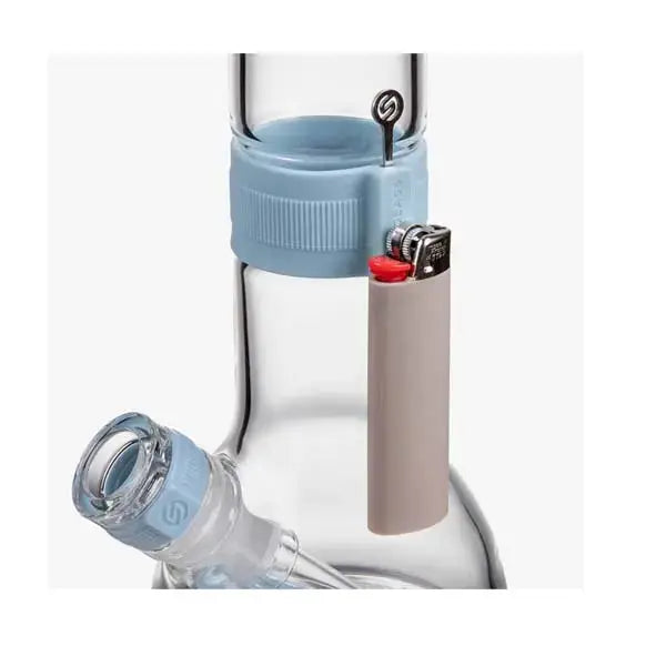 Softglass Core Series cerulean water pipe, borosilicate glass silicone hybrid bong - size