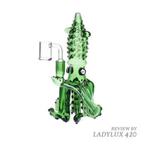 Spiny Squid green glass dab rig with tentacle design for smooth dabbing - front