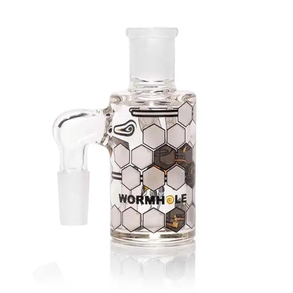 Wormhole Robo Bees Dry Ash Catcher 90° glass bong attachment with bee design