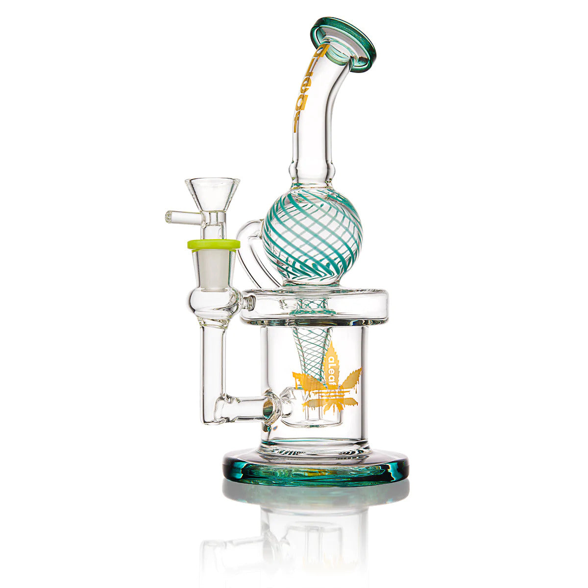 aLeaf Uni Recycler Bong with Waffle Percolator, colour accents, ships Australia-wide - teal