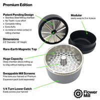 Flower Mill Grinder Premium Edition with Catch - 2.5" S Steel 4 Piece