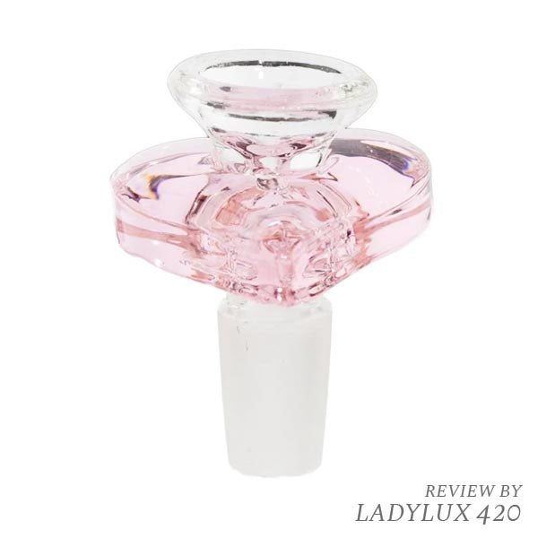 Heart-shaped 14mm glass bowl, fast Australia-wide shipping, durable borosilicate design pink
