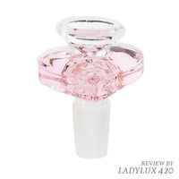 Heart-shaped 14mm glass bowl, fast Australia-wide shipping, durable borosilicate design pink
