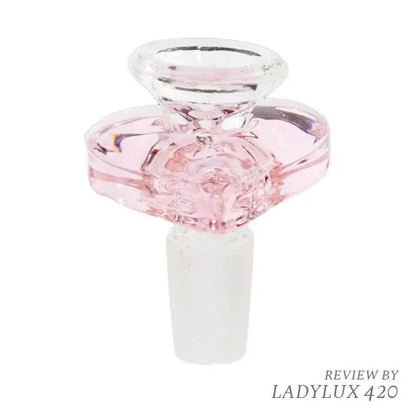 Heart-shaped 14mm glass bowl, fast Australia-wide shipping, durable borosilicate design pink
