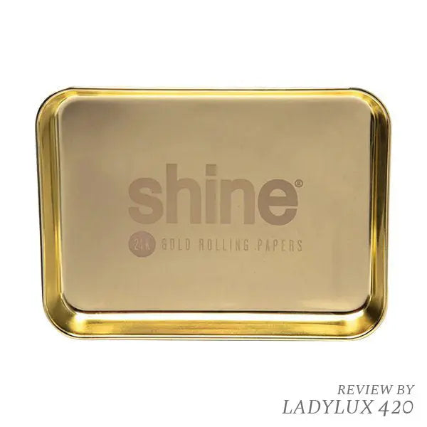 Shine Gold Metallic Rolling Tray with fast shipping Australia-wide – premium smoking accessory - front
