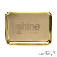 Shine Gold Metallic Rolling Tray with fast shipping Australia-wide – premium smoking accessory - front

