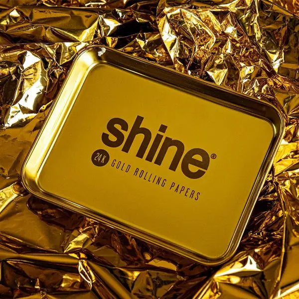 Shine Gold Metallic Rolling Tray with fast shipping Australia-wide – premium smoking accessory - photo

